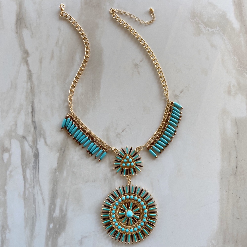 Turquoise Boho Statement Necklace
